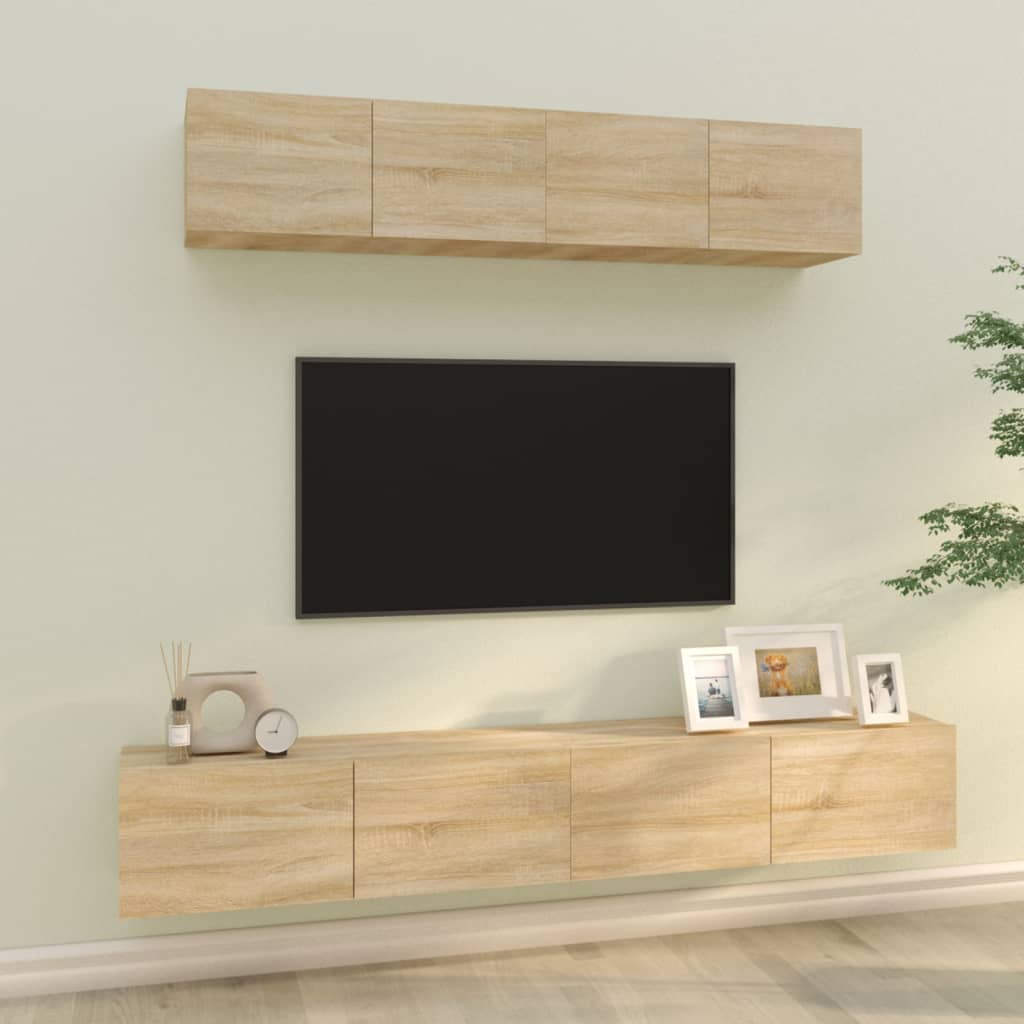 Set Di Mobili Porta Tv 4 Pz Rovere Sonoma In Legno Multistrato