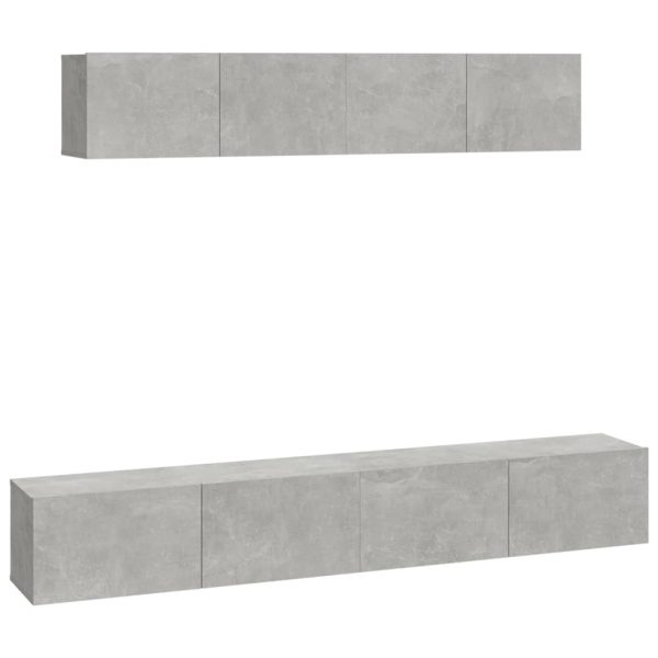 Set Di Mobili Porta Tv 4 Pz Grigio Cemento In Legno Multistrato - Image 2