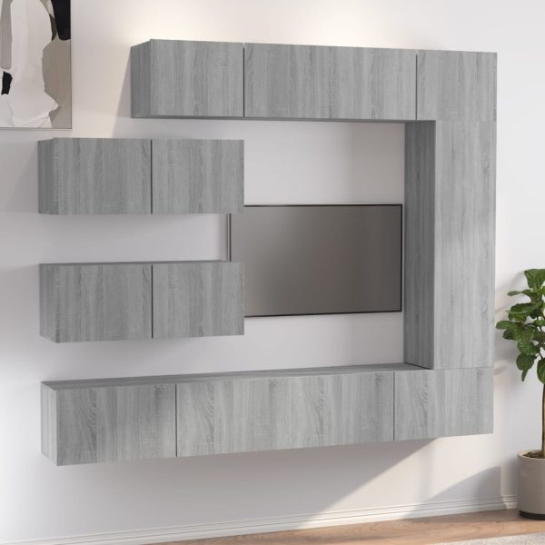 Set Di Mobili Porta Tv 7 Pz Grigio Sonoma In Legno Multistrato