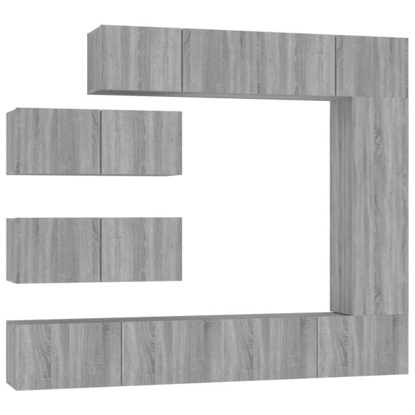 Set Di Mobili Porta Tv 7 Pz Grigio Sonoma In Legno Multistrato - Image 2