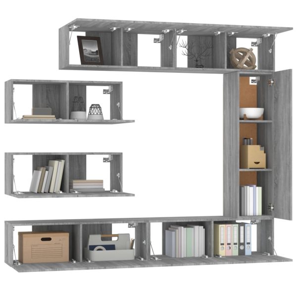 Set Di Mobili Porta Tv 7 Pz Grigio Sonoma In Legno Multistrato - Image 4