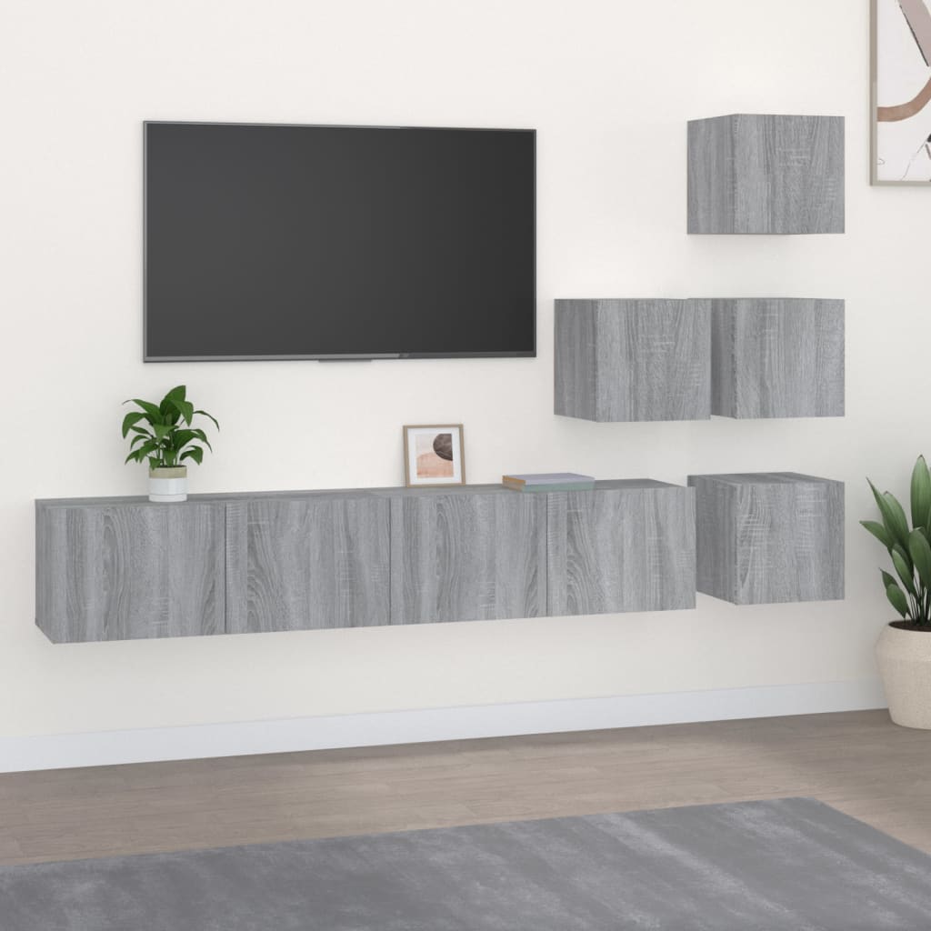 Mobile Porta Tv A Parete Grigio Sonoma In Legno Multistrato