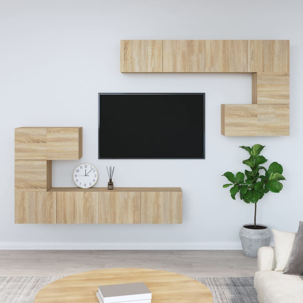 Mobile Porta Tv A Parete Rovere Sonoma In Legno Multistrato