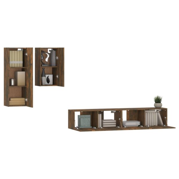 Set Di Mobili Porta Tv 4 Pz Rovere Fumo In Legno Multistrato - Image 4