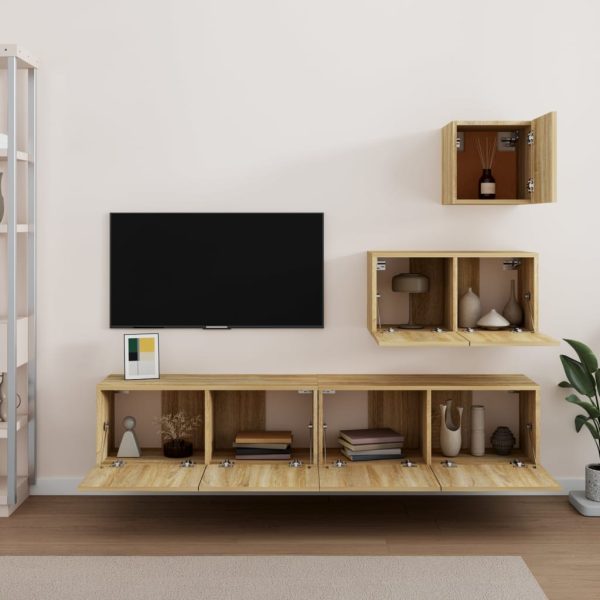 Set Di Mobili Porta Tv 4 Pz Rovere Sonoma In Legno Multistrato - Image 3