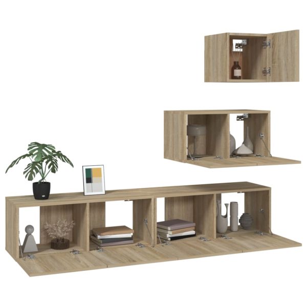 Set Di Mobili Porta Tv 4 Pz Rovere Sonoma In Legno Multistrato - Image 4