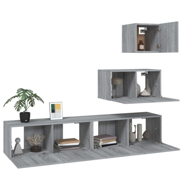Set Di Mobili Porta Tv 4 Pz Grigio Sonoma In Legno Multistrato - Image 4