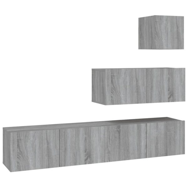 Set Di Mobili Porta Tv 4 Pz Grigio Sonoma In Legno Multistrato - Image 2