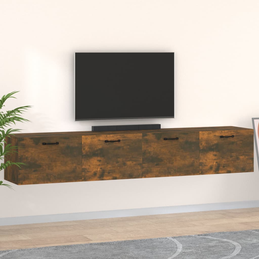 Mobili Parete 2 Pz Rovere Fumo 100x36,5x35 Cm Legno Multistrato