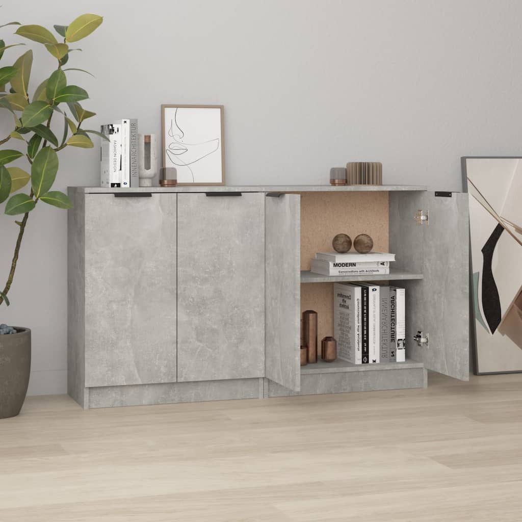 Credenze 2 Pz Grigio Cemento 60x30x70 Cm In Legno Multistrato