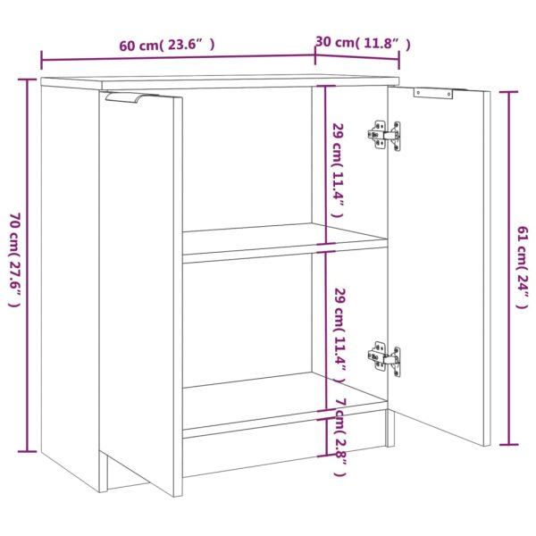 Credenze 2 Pz Grigio Cemento 60x30x70 Cm In Legno Multistrato - Image 6