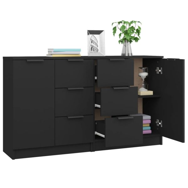 Credenze 2 Pz Nere 60x30x70 Cm In Legno Multistrato - Image 4