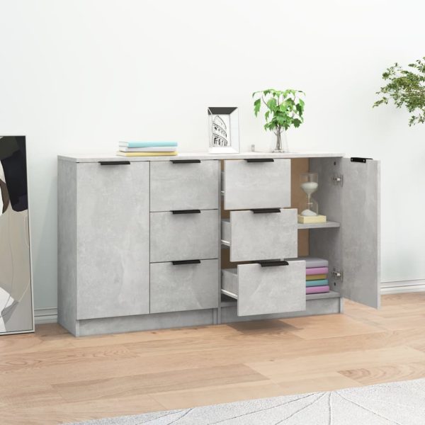 Credenze 2 Pz Grigio Cemento 60x30x70 Cm In Legno Multistrato - Image 3