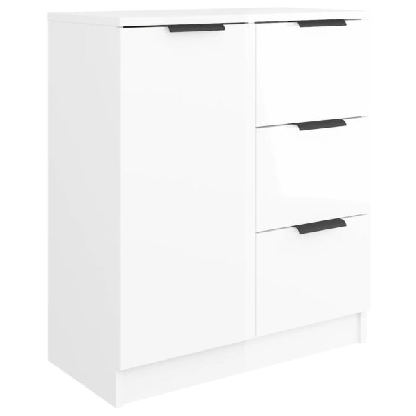 Credenze 2 Pz Bianco Lucido 60x30x70 Cm In Legno Multistrato - Image 5