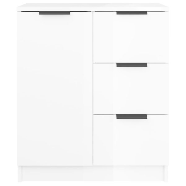 Credenze 2 Pz Bianco Lucido 60x30x70 Cm In Legno Multistrato - Image 6