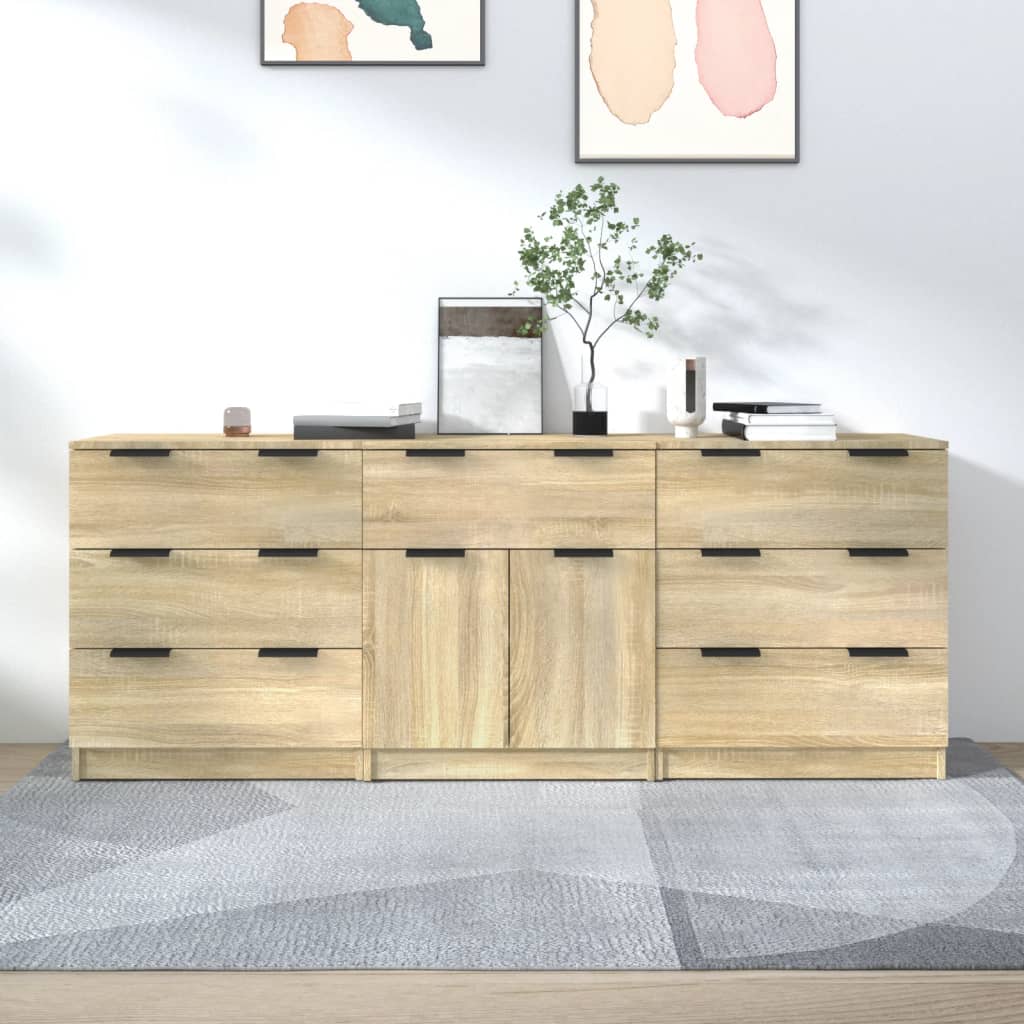Credenze 3 Pz Rovere Sonoma In Legno Multistrato