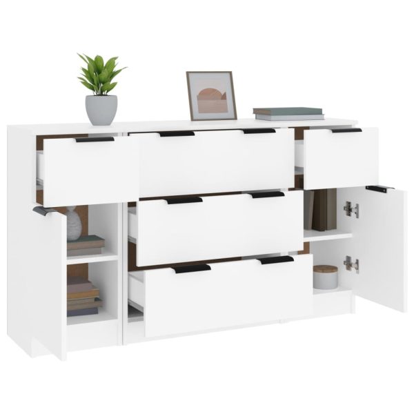 Set Di Credenze 3 Pz In Legno Multistrato Bianco - Image 4