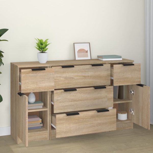 Set Di Credenze 3 Pz Rovere Sonoma In Legno Multistrato - Image 3