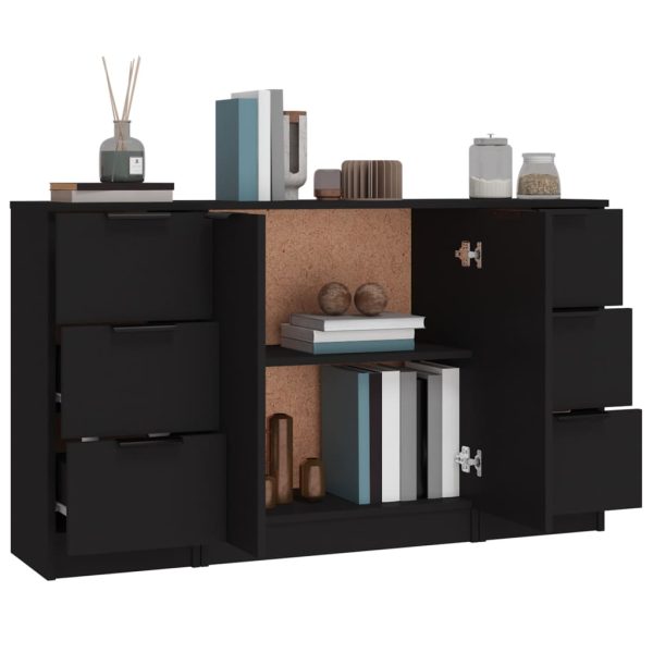 Credenze 3 Pz Nere In Legno Multistrato - Image 5