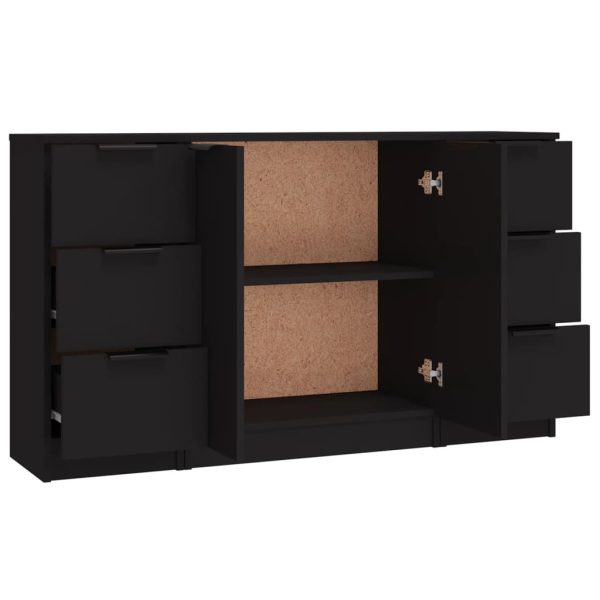 Credenze 3 Pz Nere In Legno Multistrato - Image 6