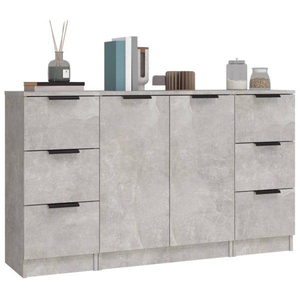 Credenze 3 Pz Grigio Cemento In Legno Multistrato - Image 4