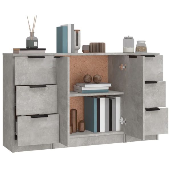 Credenze 3 Pz Grigio Cemento In Legno Multistrato - Image 5