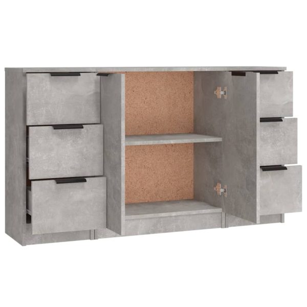 Credenze 3 Pz Grigio Cemento In Legno Multistrato - Image 6