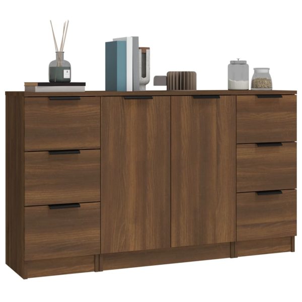 Credenze 3 Pz Rovere Marrone In Legno Multistrato - Image 4