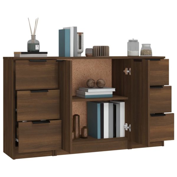 Credenze 3 Pz Rovere Marrone In Legno Multistrato - Image 5
