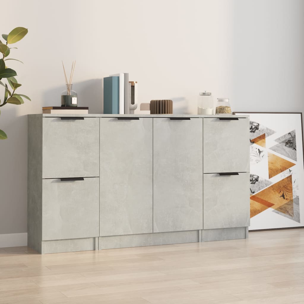 Credenze 3 Pz Grigio Cemento In Legno Multistrato
