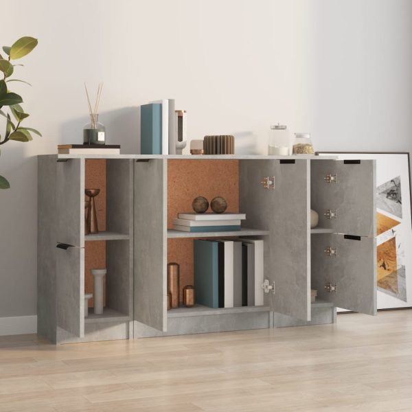 Credenze 3 Pz Grigio Cemento In Legno Multistrato - Image 3