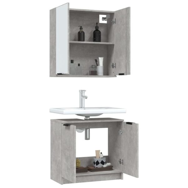 Set Di Mobili Da Bagno 2 Pz Grigio Cemento In Legno Multistrato - Image 4