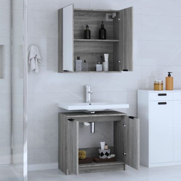 Set Mobili Da Bagno 2 Pz Grigio Sonoma In Legno Multistrato - Image 3
