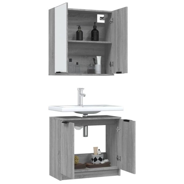 Set Mobili Da Bagno 2 Pz Grigio Sonoma In Legno Multistrato - Image 4