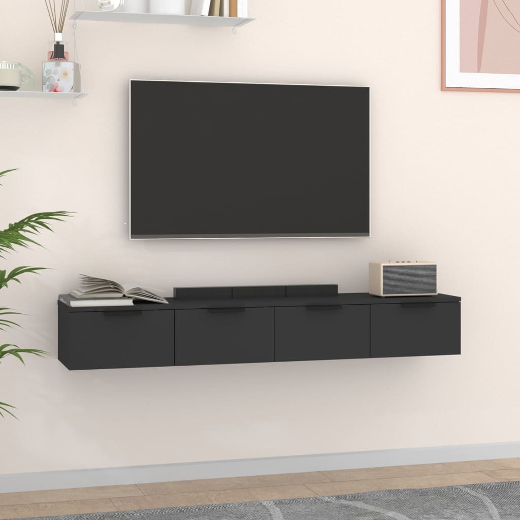 Mobili Da Parete 2 Pz Neri 68x30x20 Cm Legno Multistrato