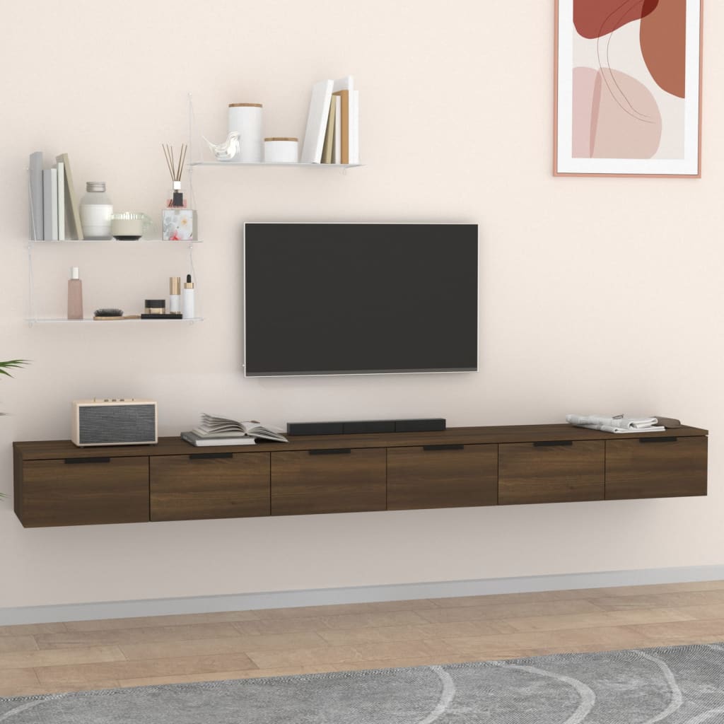 Mobili A Muro 2 Pz Rovere Marrone 102x30x20cm Legno Multistrato