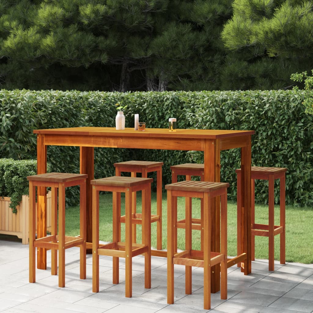 Sgabelli Da Bar 6 Pz In Legno Massello Di Acacia