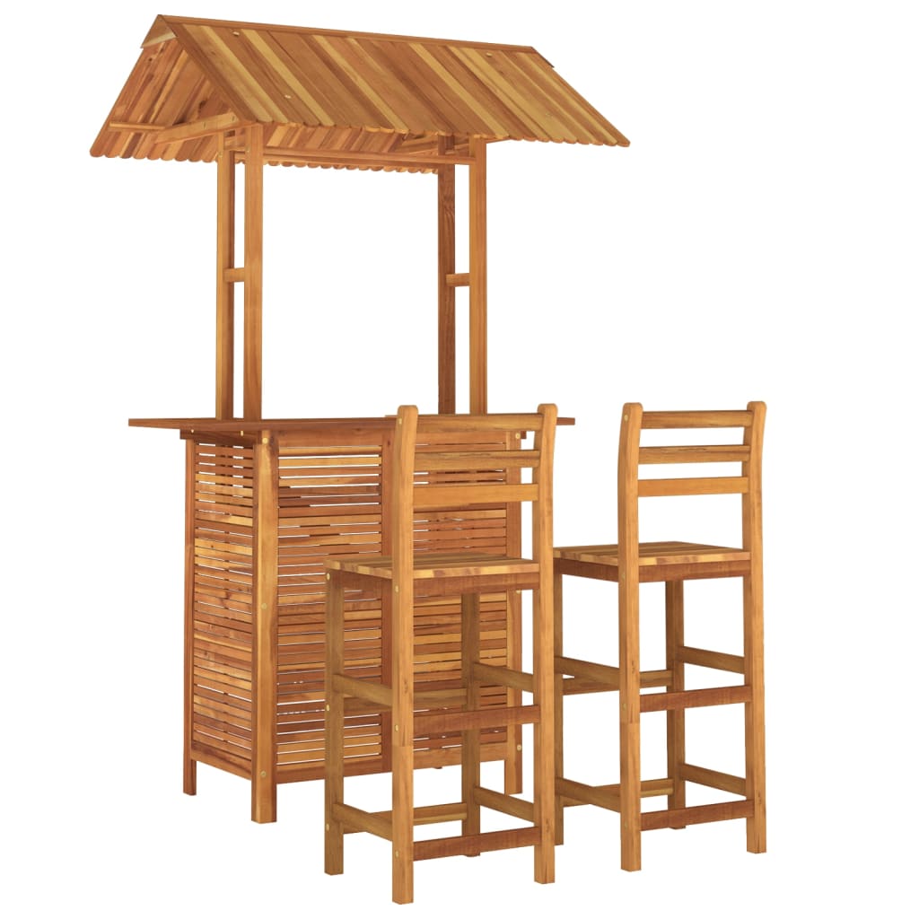 Set Da Bar Per Giardino 3 Pz In Legno Massello Di Acacia - Image 3