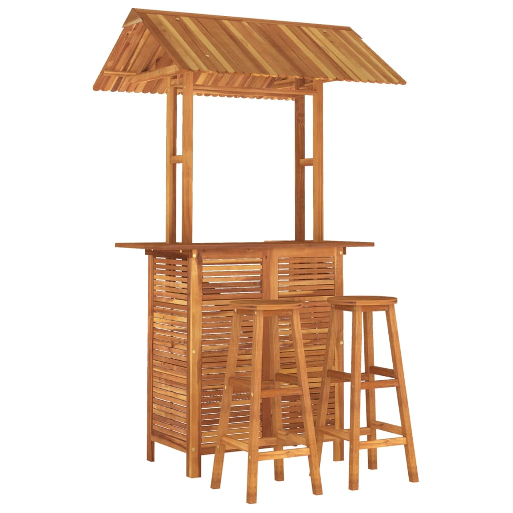 Set Da Bar Per Giardino 3 Pz In Legno Massello Di Acacia - Image 3