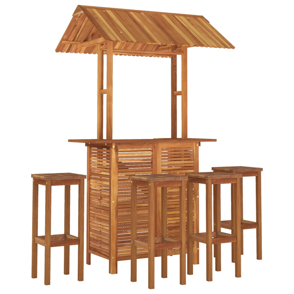 Set Da Bar Per Giardino 5 Pz In Legno Massello Di Acacia - Image 3