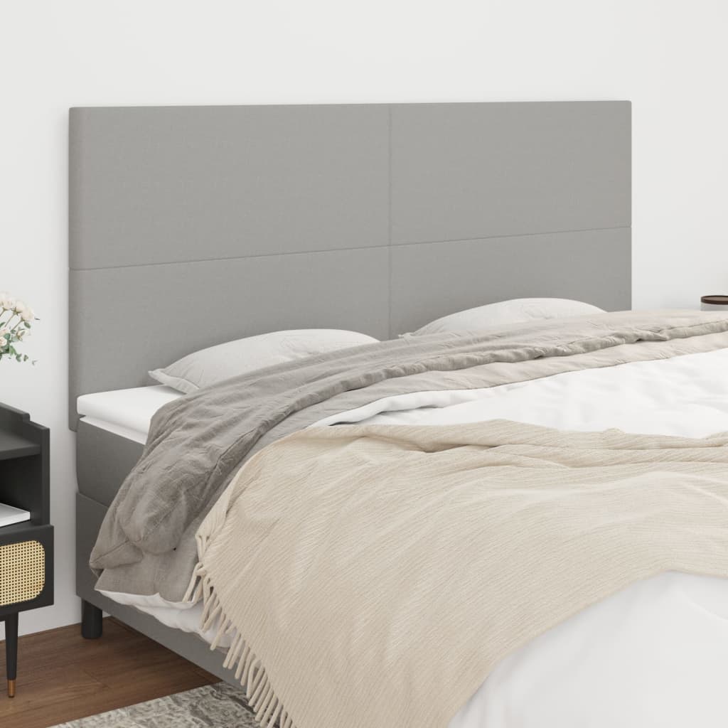 Testiera 4 Pz Grigio Chiaro 80x5x78/88 Cm In Tessuto