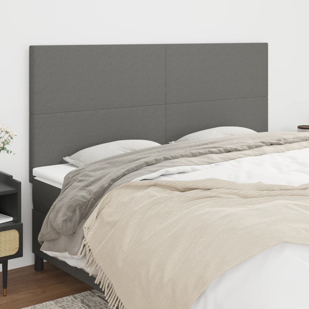 Testiera 4 Pz Grigio Scuro 90x5x78/88 Cm In Tessuto