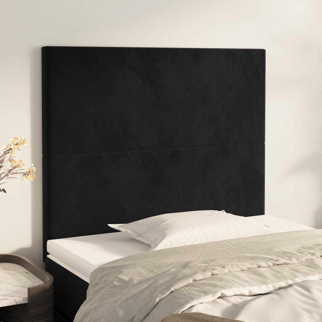 Testiera 2 Pz Nera 90x5x78/88 Cm In Velluto