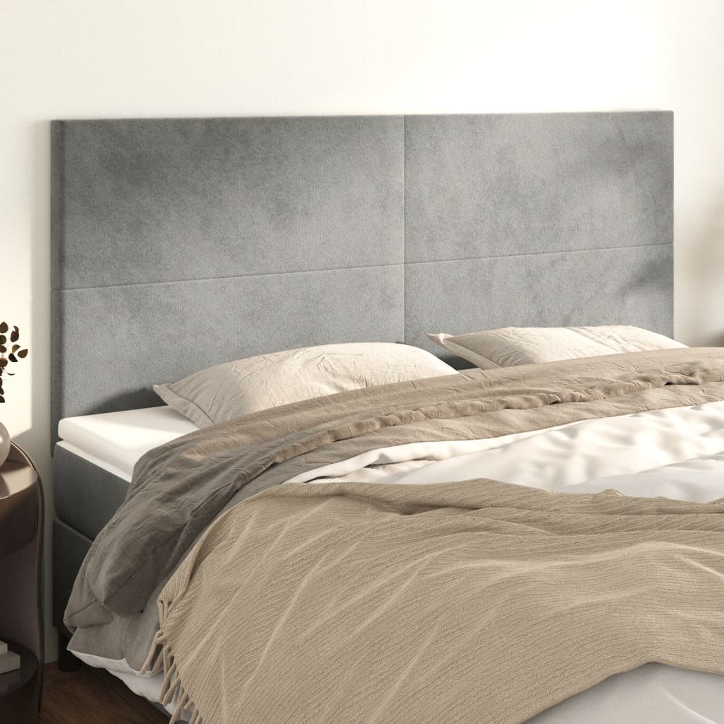 Testiera 4 Pz Grigio Chiaro 80x5x78/88 Cm In Velluto