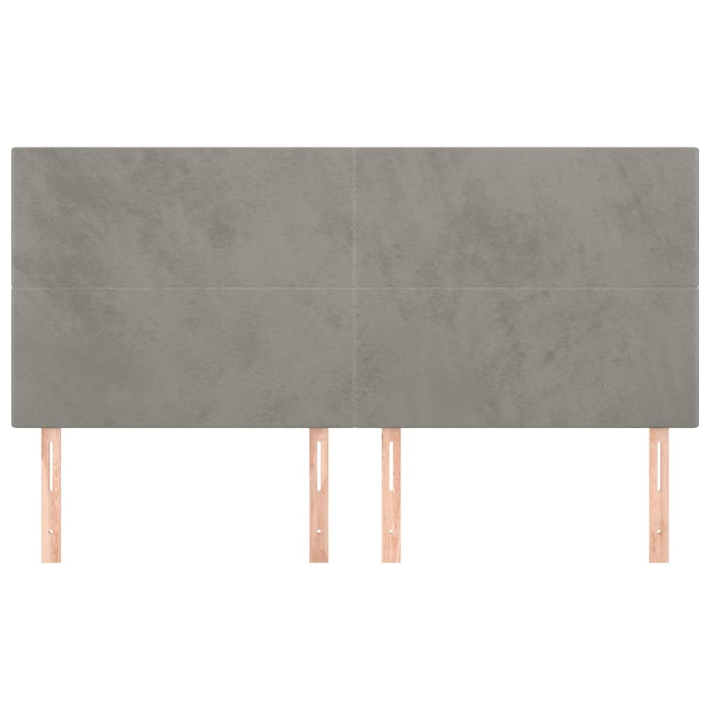 Testiera 4 Pz Grigio Chiaro 80x5x78/88 Cm In Velluto - Image 3