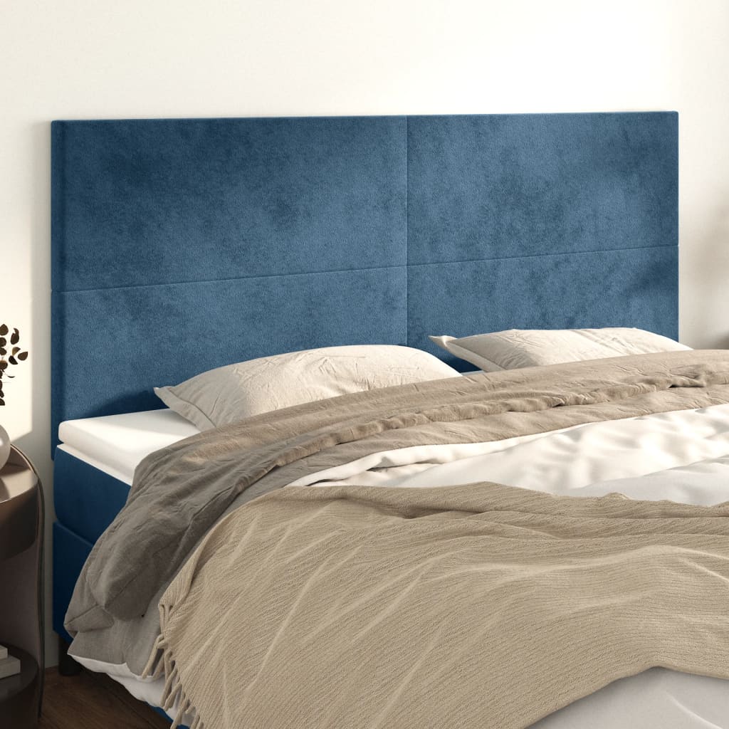 Testiera 4 Pz Blu Scuro 90x5x78/88 Cm In Velluto