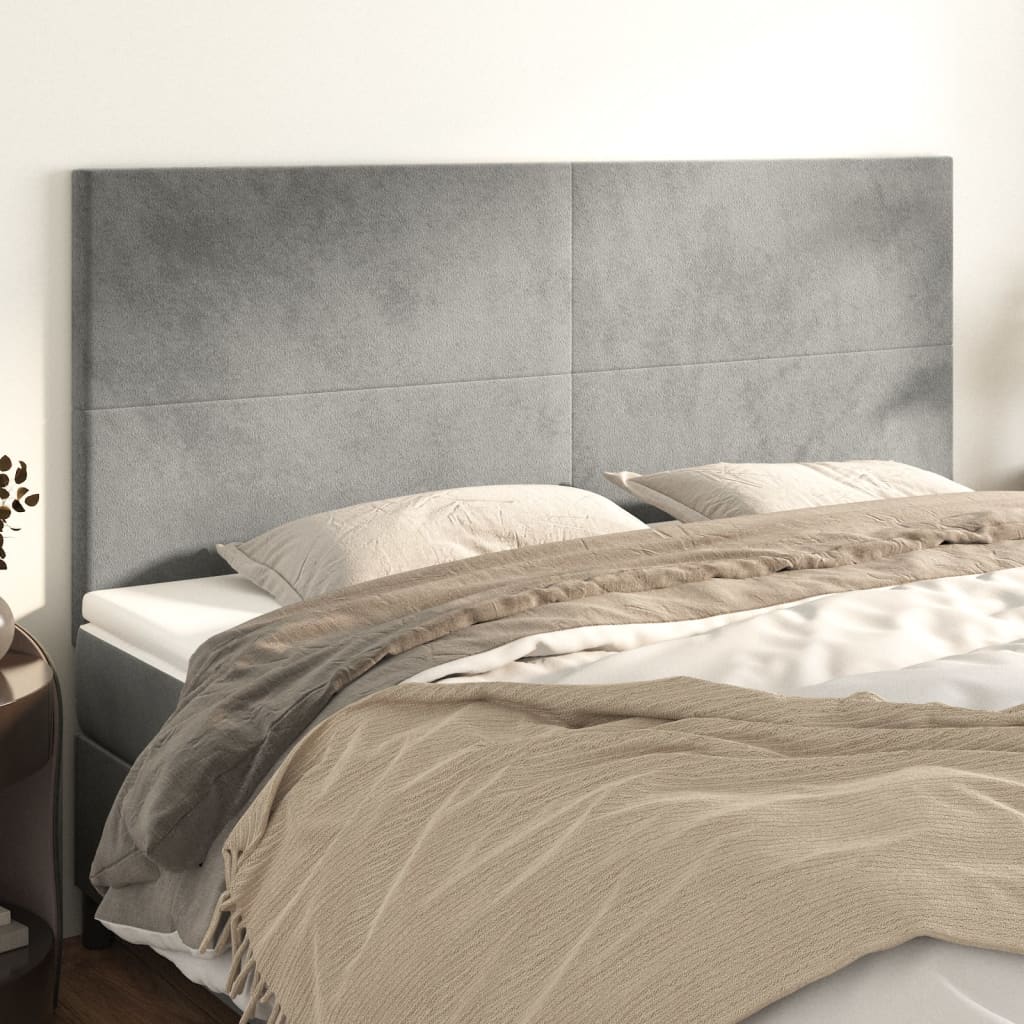 Testiere 4 Pz Grigio Chiaro 100x5x78/88 Cm In Velluto