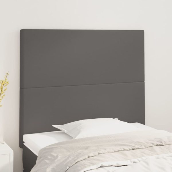 Testiera 2 Pz Grigio 80x5x78/88 Cm In Similpelle
