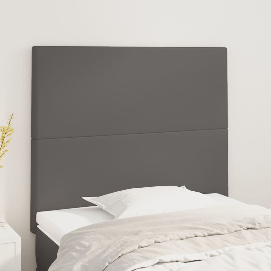 Testiera 2 Pz Grigio 90x5x78/88 Cm In Similpelle