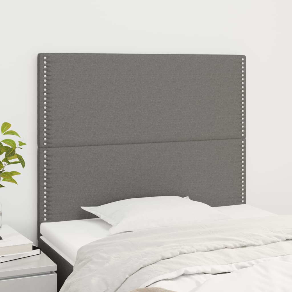 Testiera 2 Pz Grigio Scuro 80x5x78/88 Cm In Tessuto